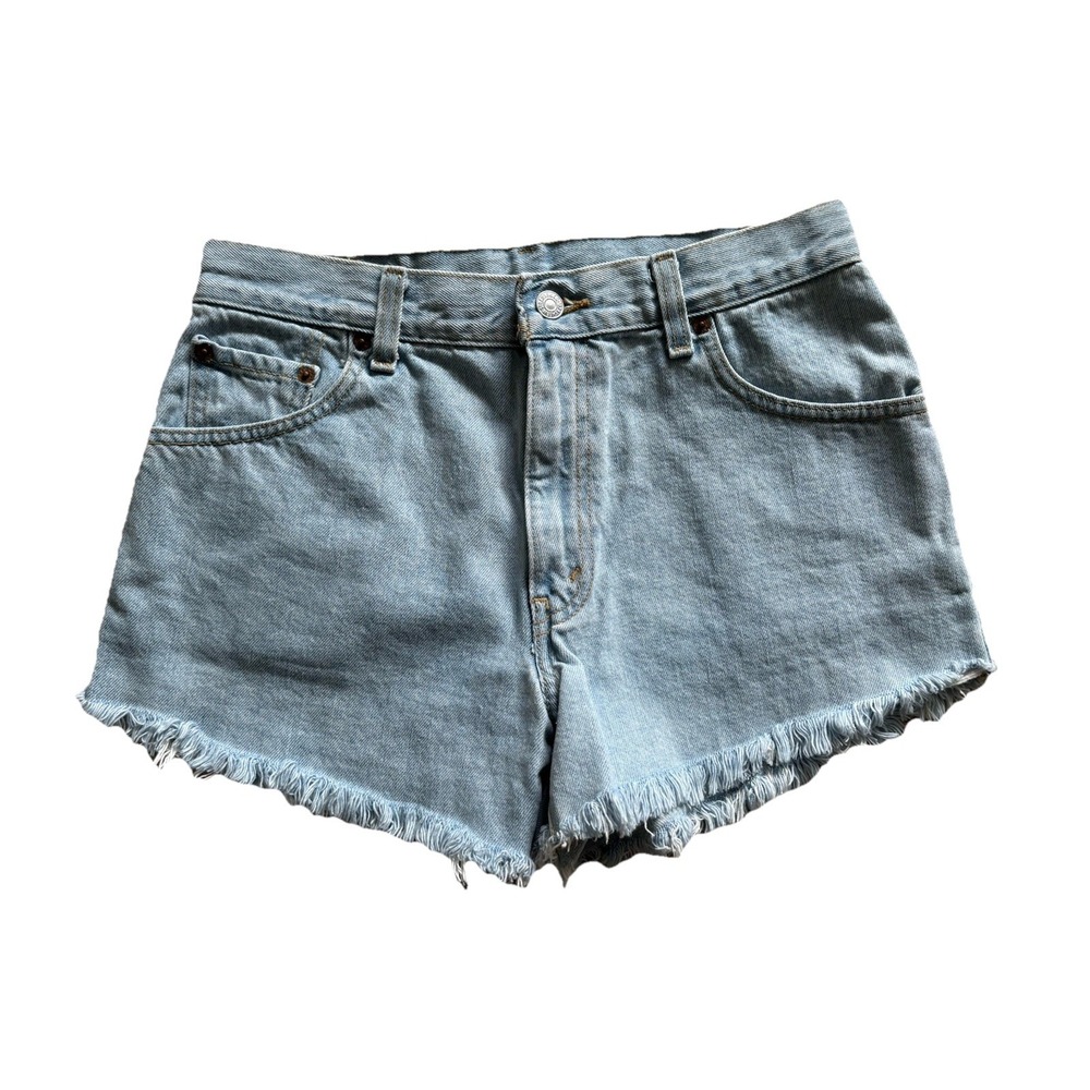 Levi's High Rise Light Wash Cut Off Shorts With Painted Pockets Size 6? 27?